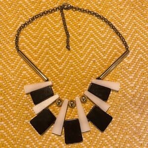 Black and white with gold accents necklace